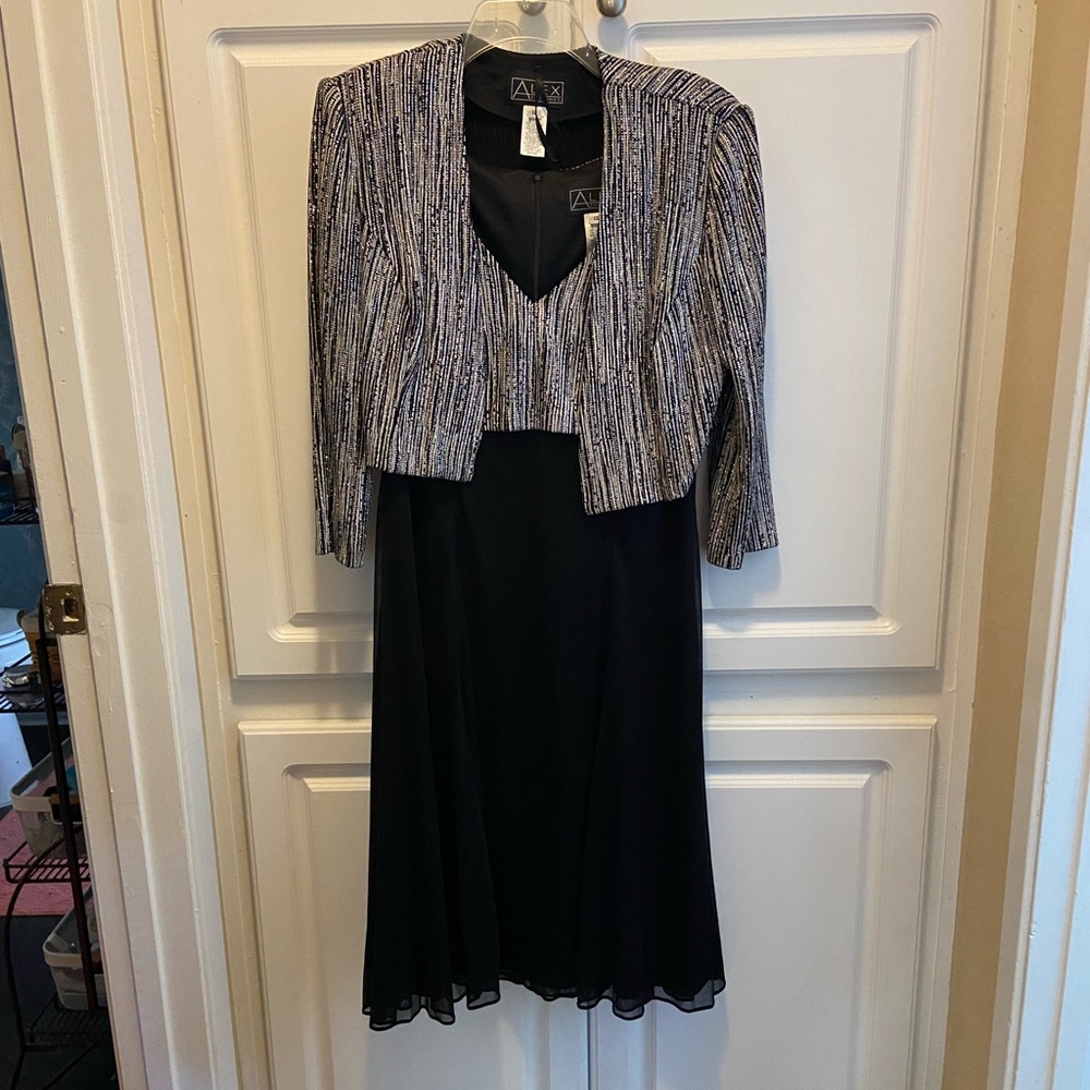 Alex Evenings black dress with jacket